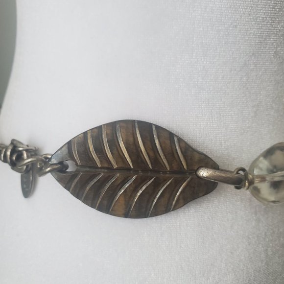 CHICO'S Chain Belt Medallion Glass Stone Rustic Silver Metal Southwestern Boho - Picture 6 of 9